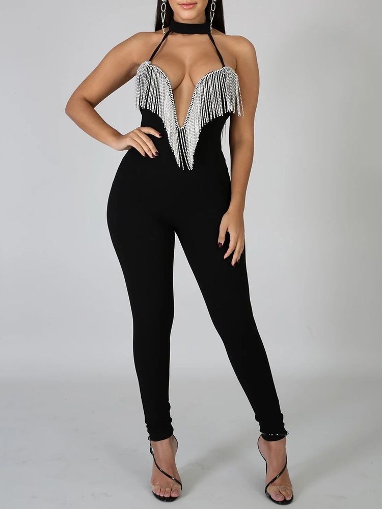 Tofs Full Längd Casual Skinny Jumpsuit