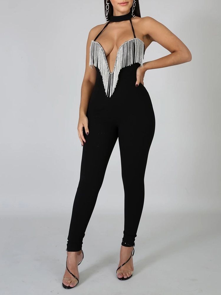 Tofs Full Längd Casual Skinny Jumpsuit