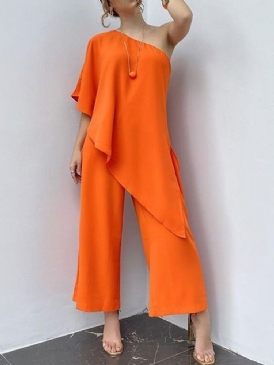 Vanlig Ankellängd Asymmetrisk Lös Midja Jumpsuit