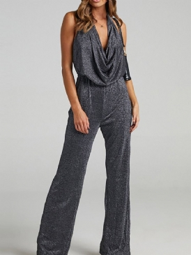 Vanlig Hellängd Mode Hög Midja Slim Jumpsuit