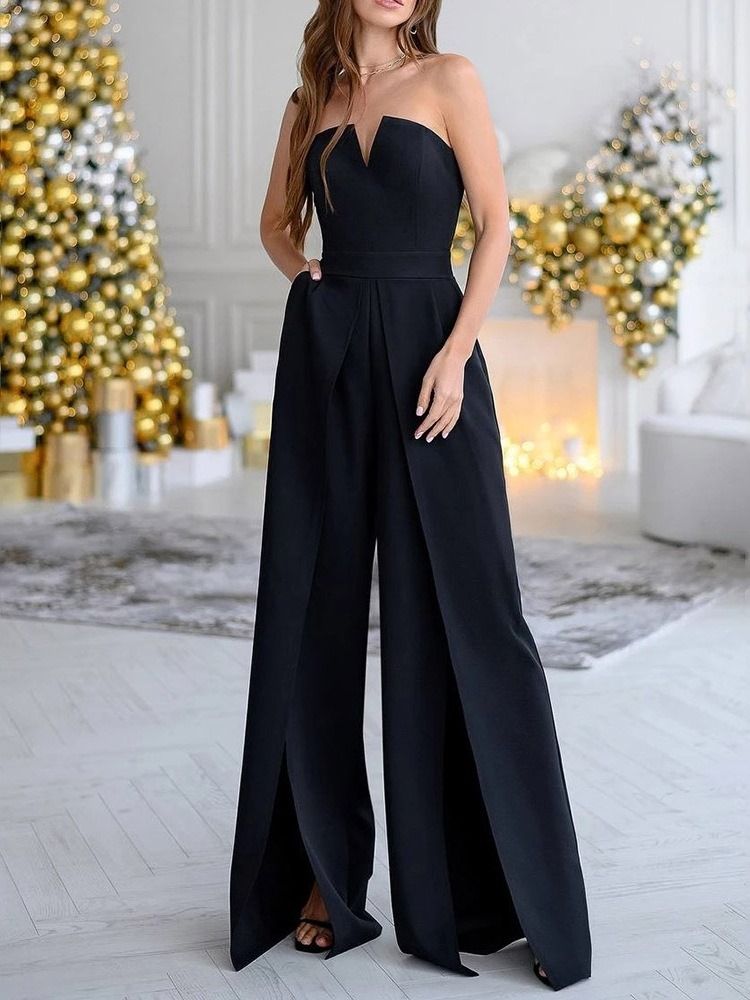 Vanlig Hellängd Mode Mid Waist Slim Jumpsuit