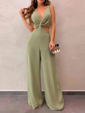 Vanlig Hellängd Sexig Kvinnors Slim Mid Midja Jumpsuit