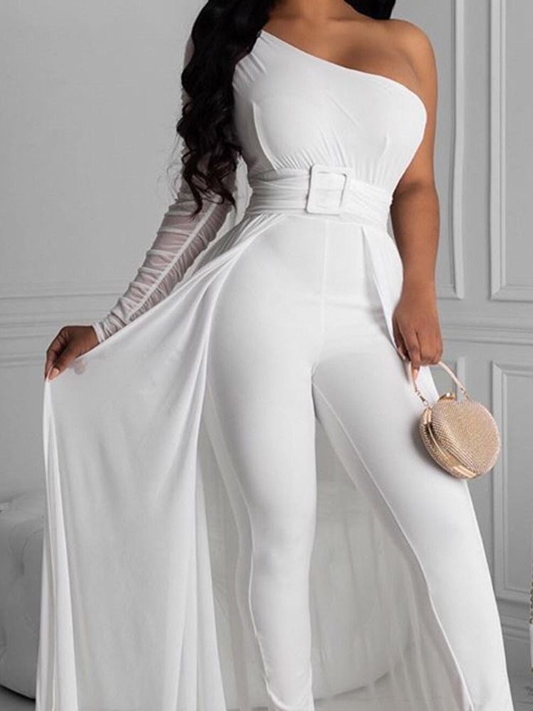 Vanlig Hellängd Swallowtail High Waist Pencil Byxor Jumpsuit