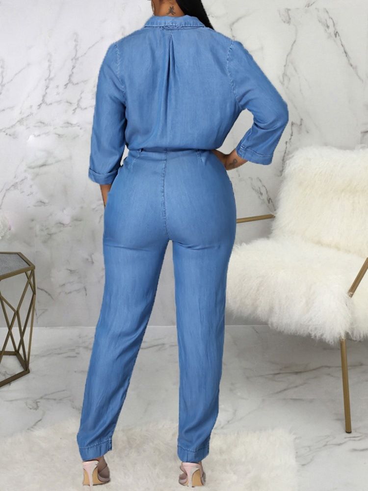 Vanlig Hellängd Sweet Mid Waist Pencil Pants Jumpsuit