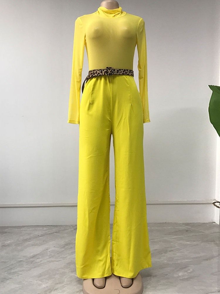 Vanlig Modern Hellängd Slimmad Och Breda Ben Jumpsuit