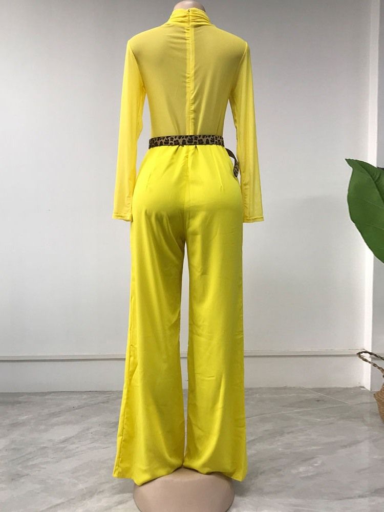 Vanlig Modern Hellängd Slimmad Och Breda Ben Jumpsuit