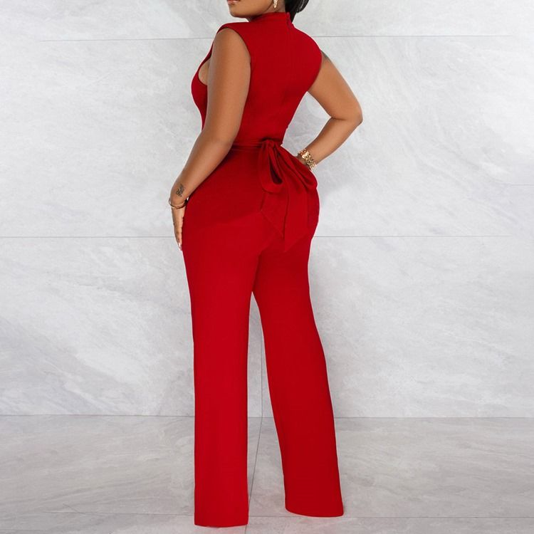 Western Full Längd Chain Slim Straight Jumpsuit