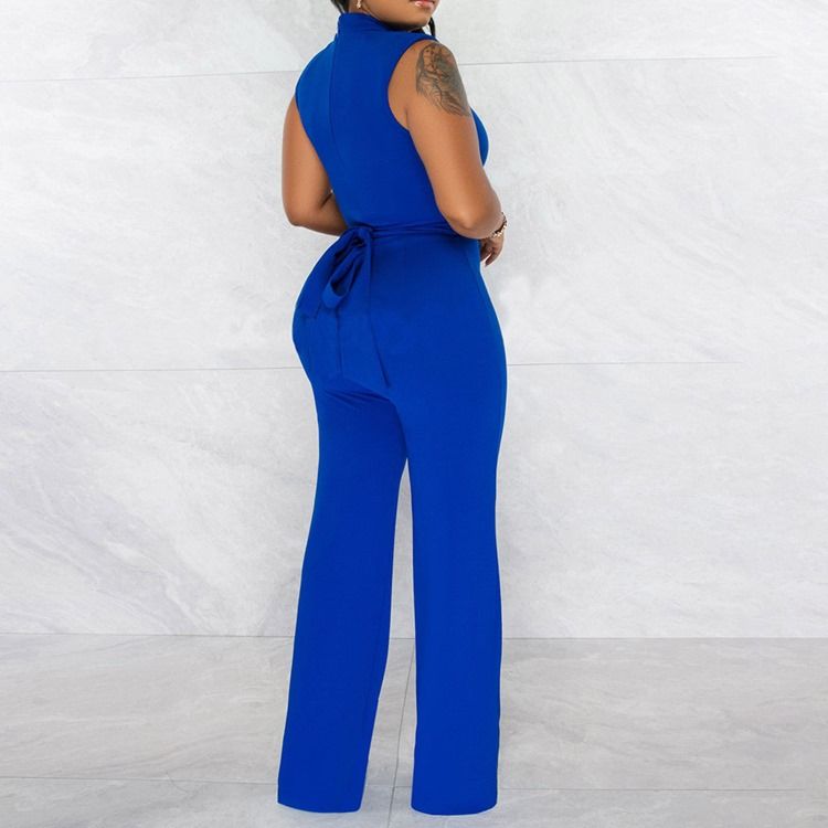 Western Full Längd Chain Slim Straight Jumpsuit