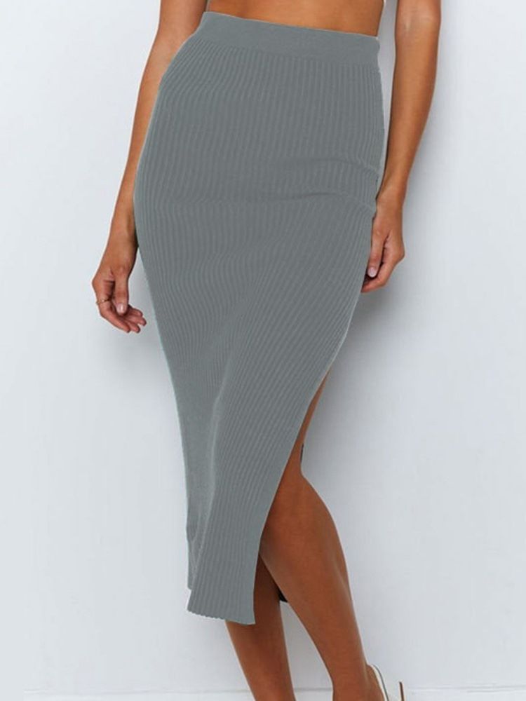 Mid-Calf Bodycon Split Mid Waist Modekjol