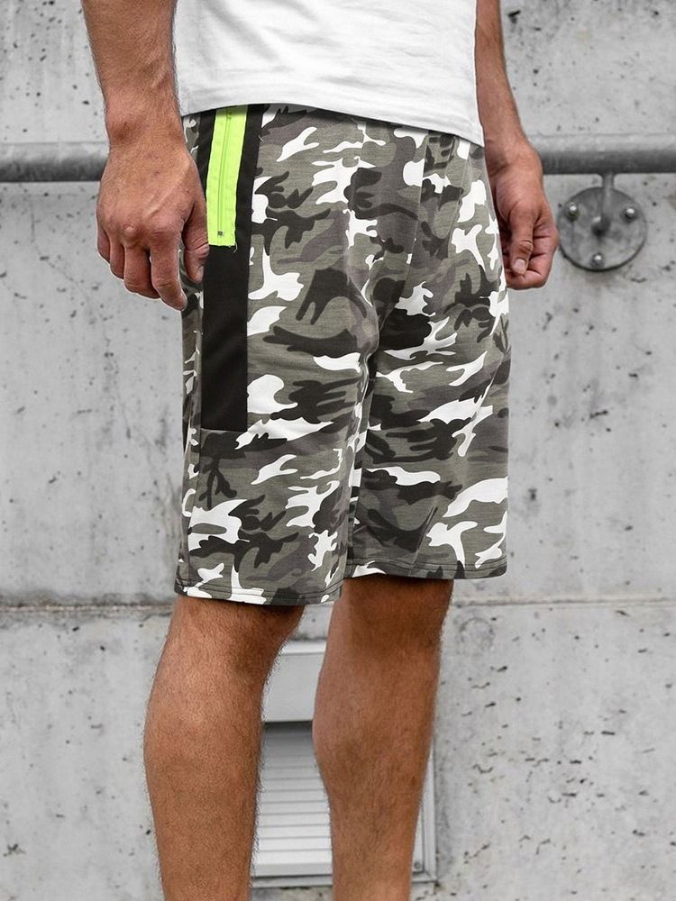 Camouflage Straight Pocket Strandshorts För Män