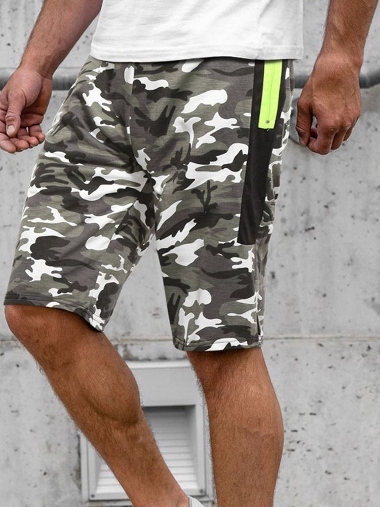 Camouflage Straight Pocket Strandshorts För Män