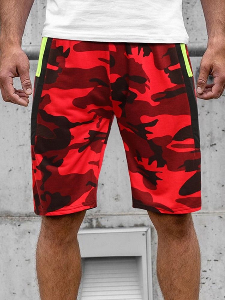 Camouflage Straight Pocket Strandshorts För Män