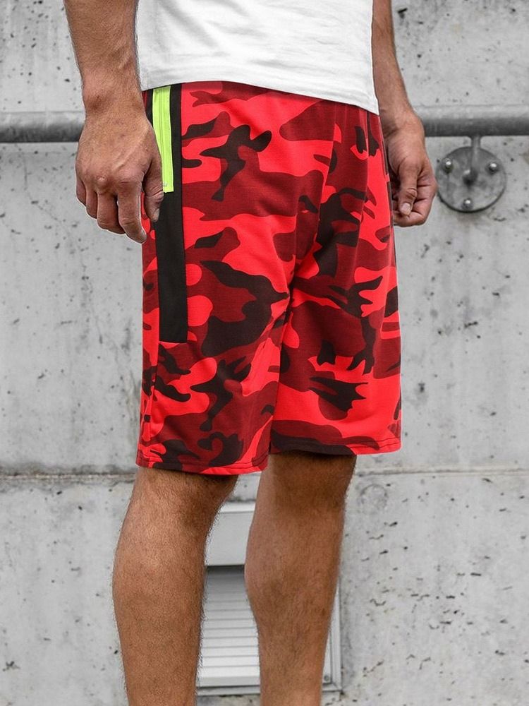 Camouflage Straight Pocket Strandshorts För Män