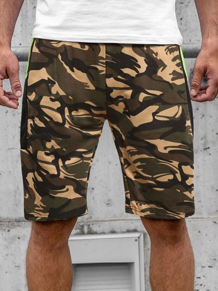 Camouflage Straight Pocket Strandshorts För Män