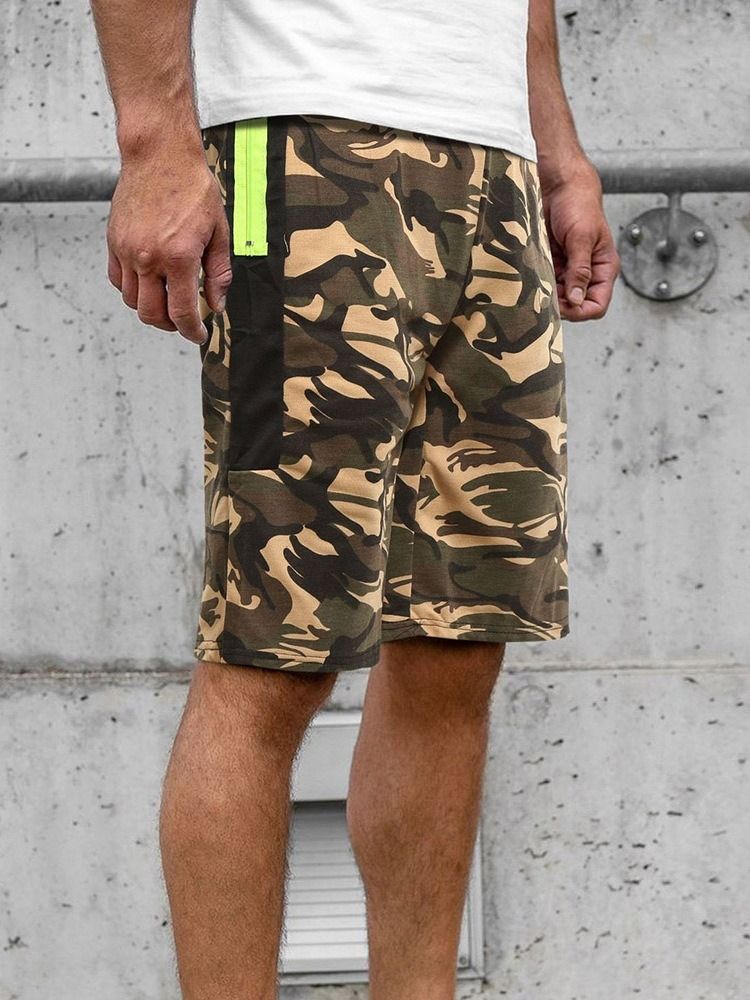 Camouflage Straight Pocket Strandshorts För Män