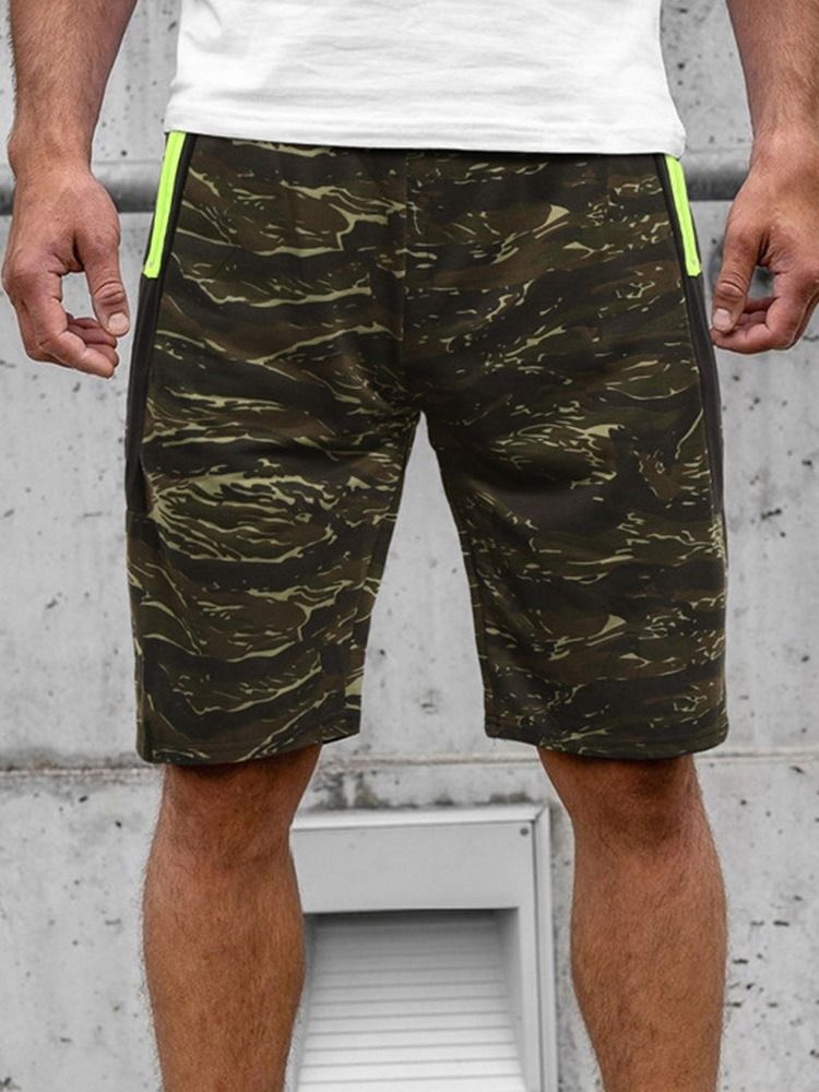 Camouflage Straight Pocket Strandshorts För Män