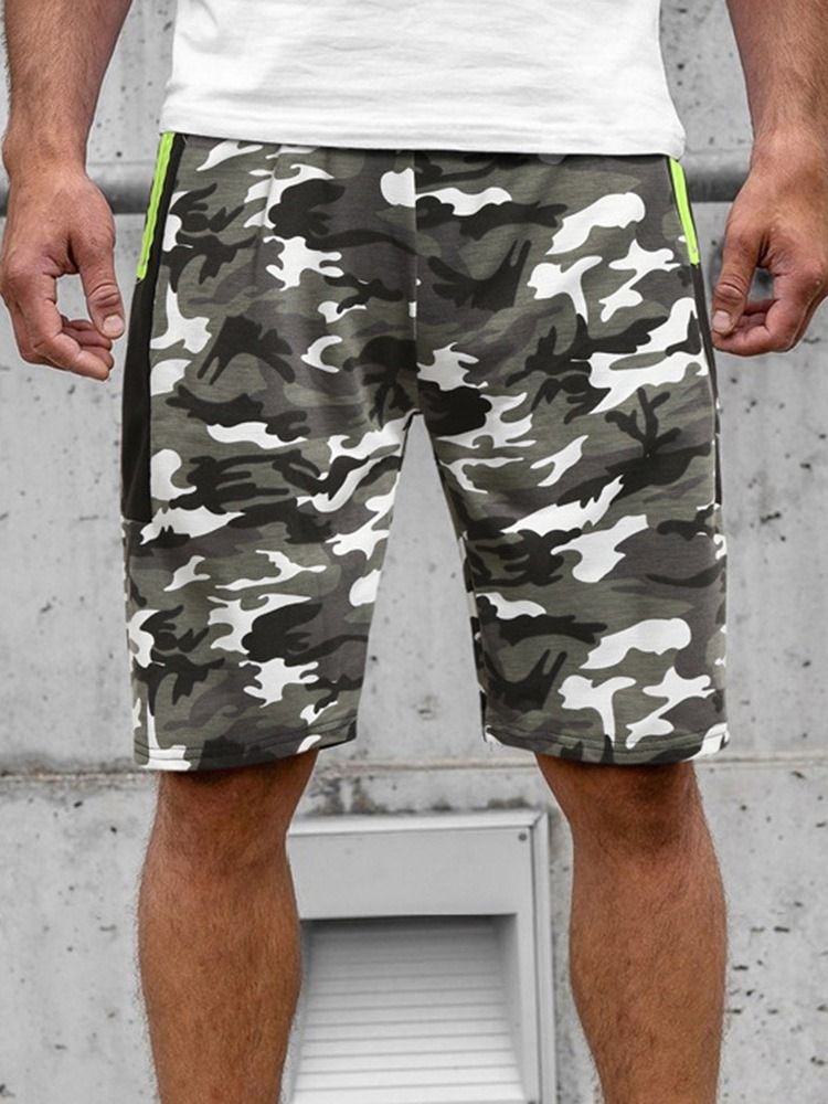 Camouflage Straight Pocket Strandshorts För Män