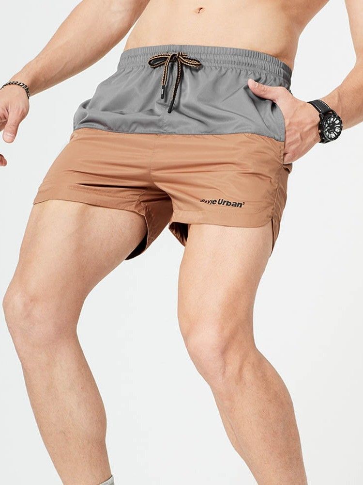 Color Block Rak Snörning Casual Herrshorts