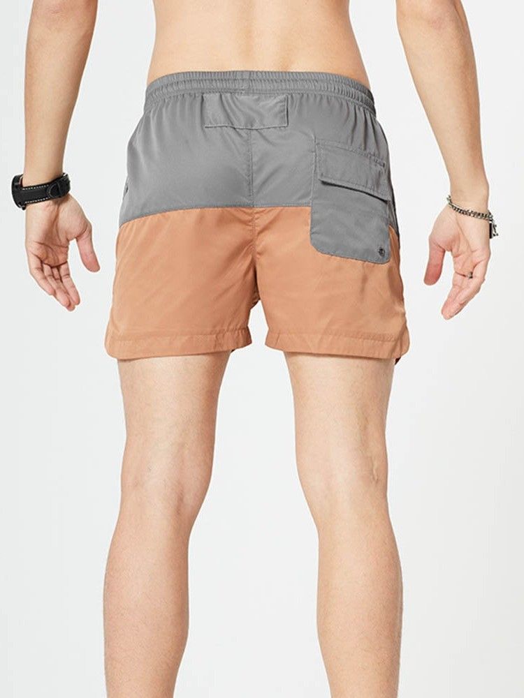 Color Block Rak Snörning Casual Herrshorts