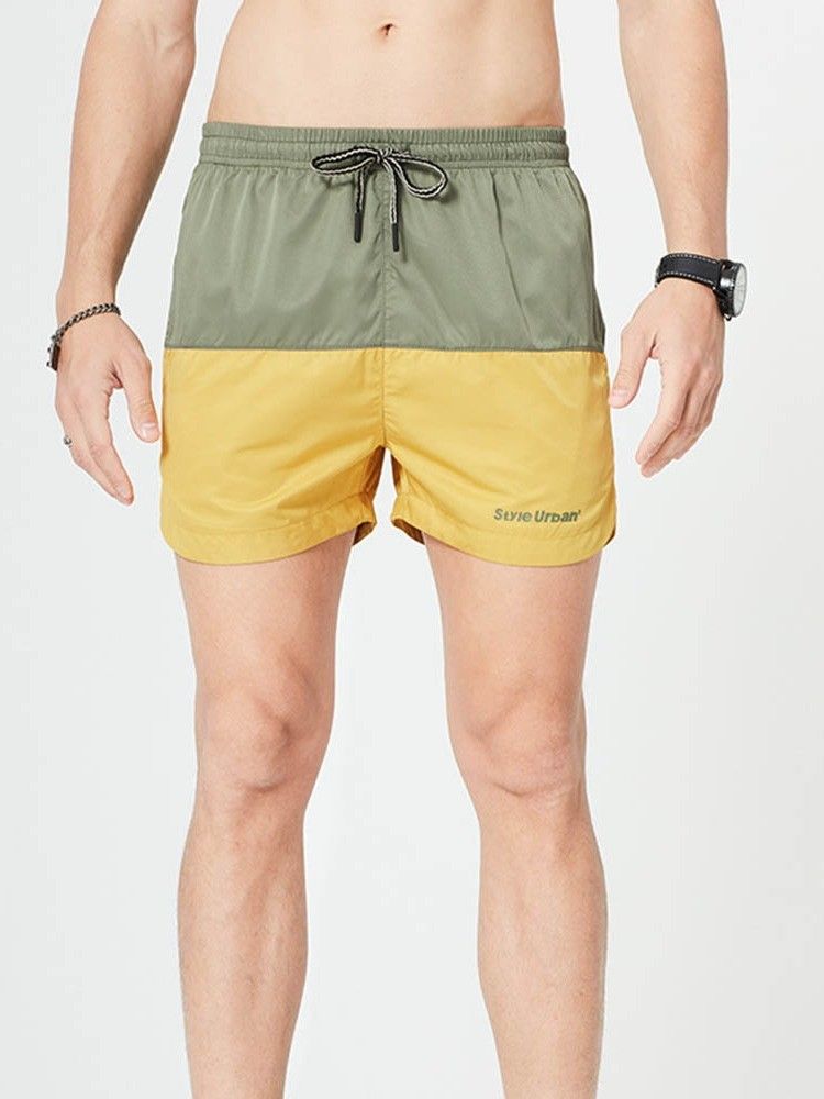 Color Block Rak Snörning Casual Herrshorts