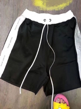 Färgblock Rak Snörning Casual Snörshorts För Män