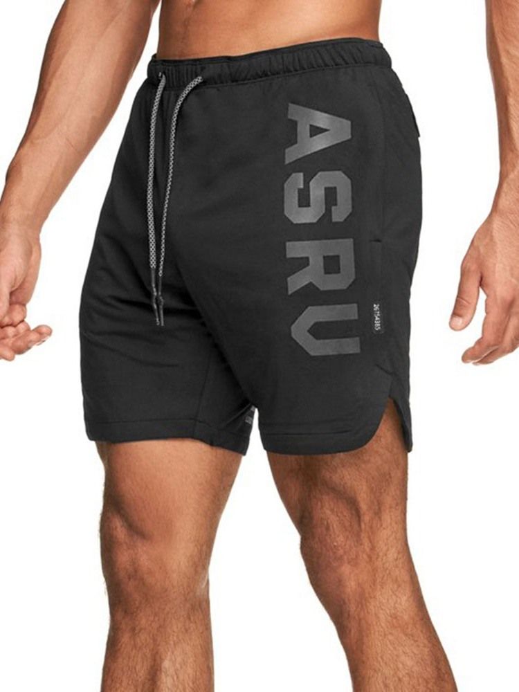 Löst Tryckt Brevsportshorts För Män Med Snörning