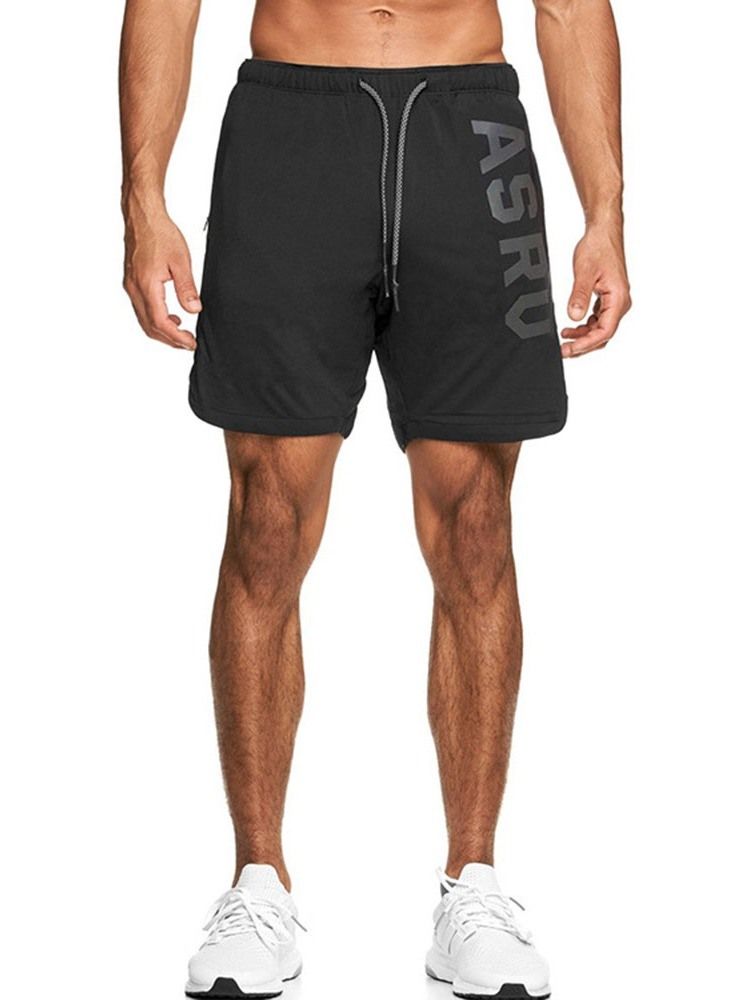 Löst Tryckt Brevsportshorts För Män Med Snörning