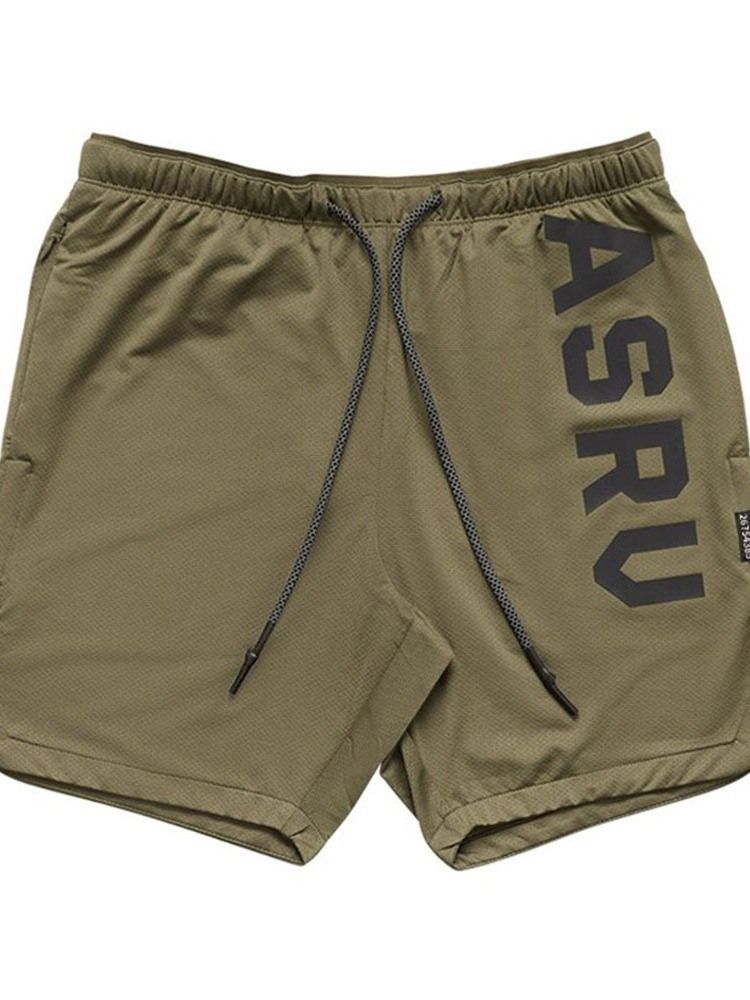 Löst Tryckt Brevsportshorts För Män Med Snörning