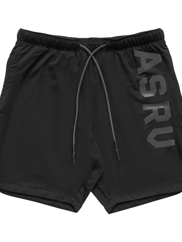 Löst Tryckt Brevsportshorts För Män Med Snörning