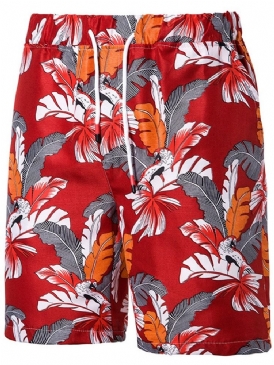 Print Plant Casual Lace-Up Casual Shorts För Män