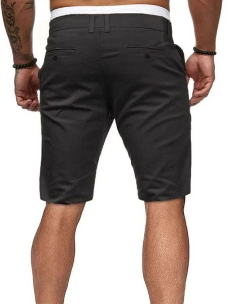 Rak Enfärgad Dragkedja För Män Casual Shorts