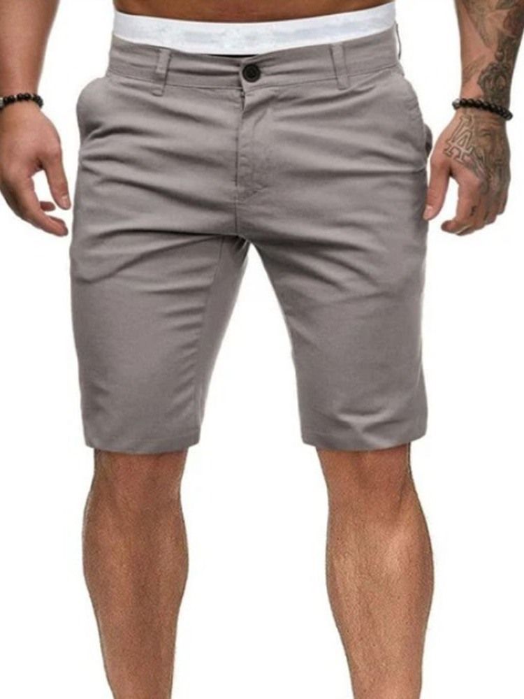 Rak Enfärgad Dragkedja För Män Casual Shorts