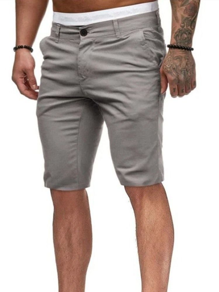 Rak Enfärgad Dragkedja För Män Casual Shorts