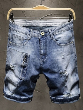 Tunn Dragkedja För Män I Jeansshorts Med Ficka