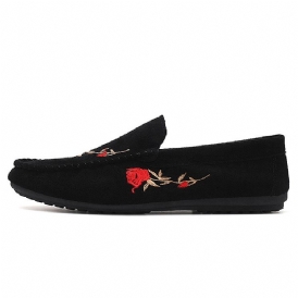 Blommig Slip-On Platt Klack Bomull Tunna Skor Herr Oxfords