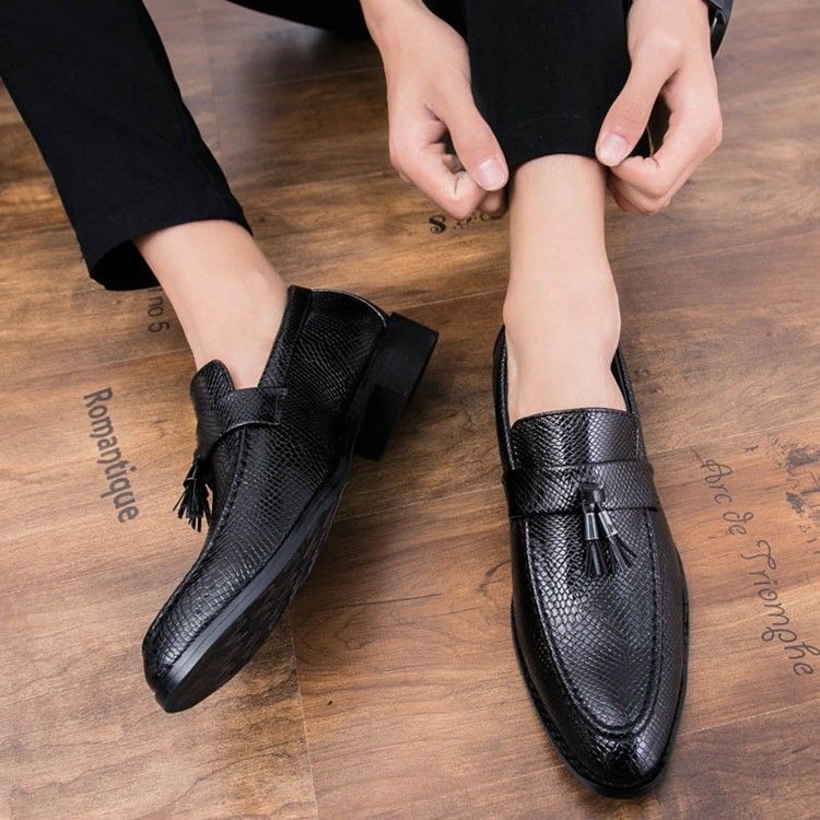 Pu Fringe Slip-On Rund Tå Oxfords Herr