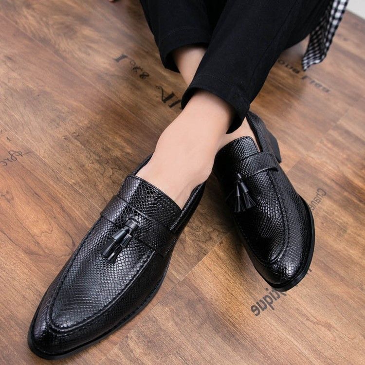 Pu Fringe Slip-On Rund Tå Oxfords Herr