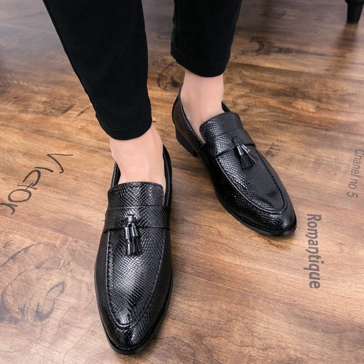 Pu Fringe Slip-On Rund Tå Oxfords Herr