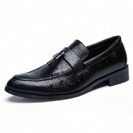 Pu Fringe Slip-On Rund Tå Oxfords Herr