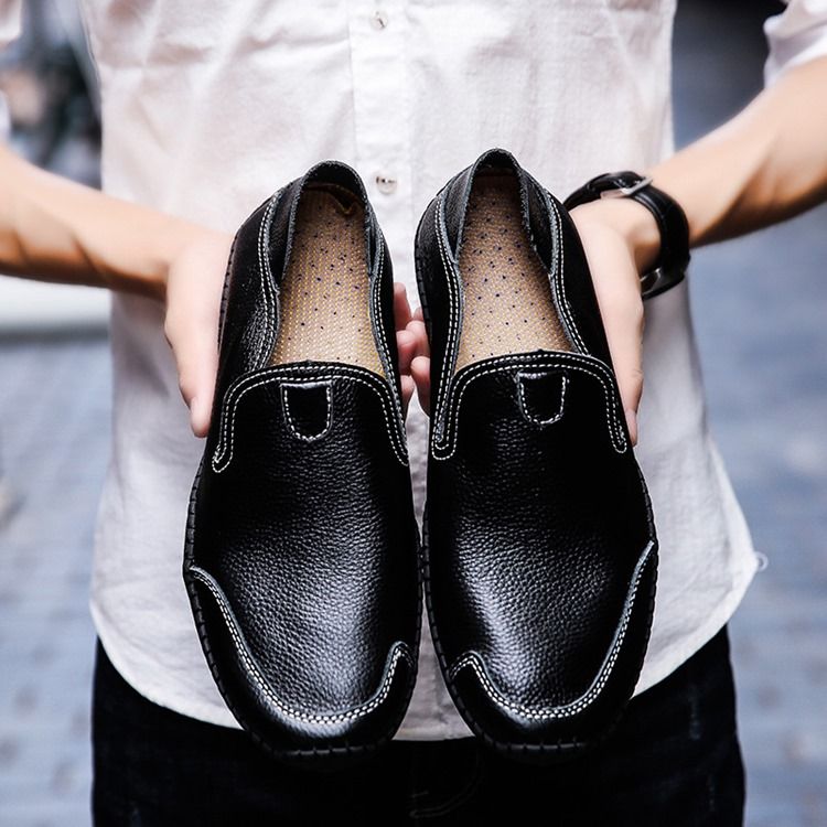 Pu Slip-On Rund Toe Bekväma Loafers För Män