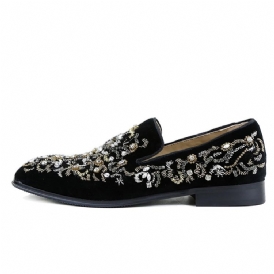 Rhinestone Rund Toe Slip-On Mäns Fritidsskor