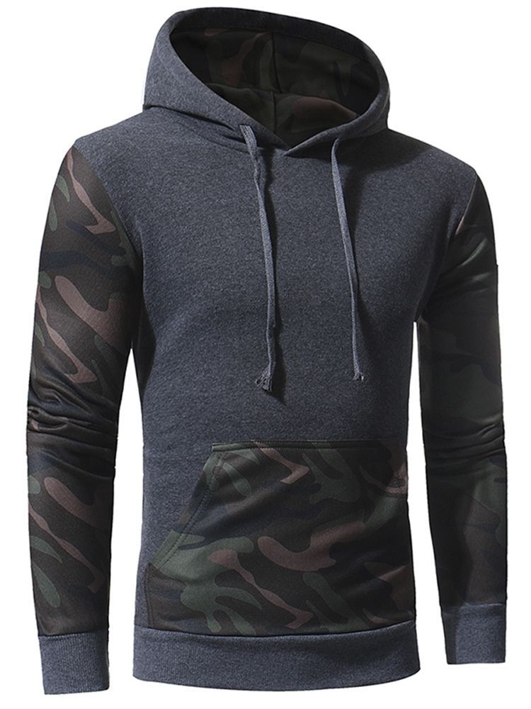 Camouflage Pullover Pocket Pullover Vinterhuvtröjor