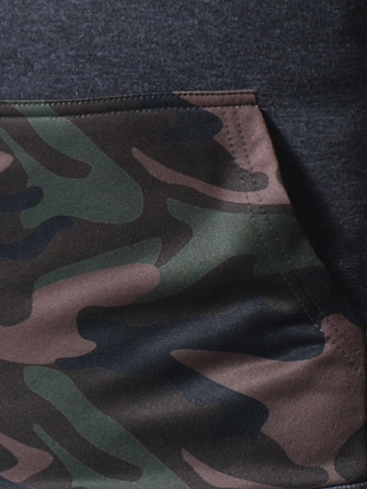 Camouflage Pullover Pocket Pullover Vinterhuvtröjor