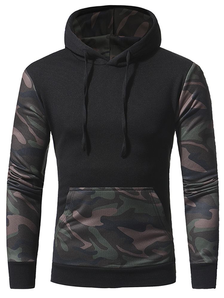 Camouflage Pullover Pocket Pullover Vinterhuvtröjor