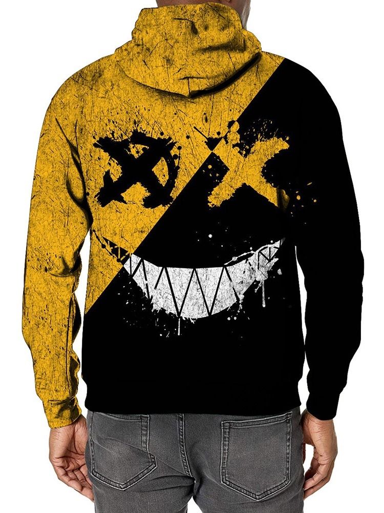 Print Pullover Color Block Lös Pullover Hoodies