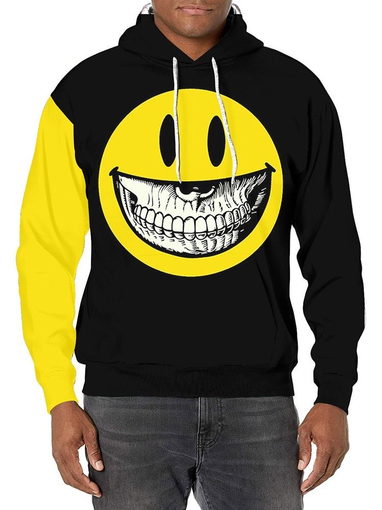 Print Pullover Color Block Lös Pullover Hoodies