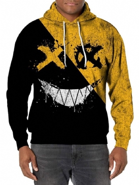 Print Pullover Color Block Lös Pullover Hoodies