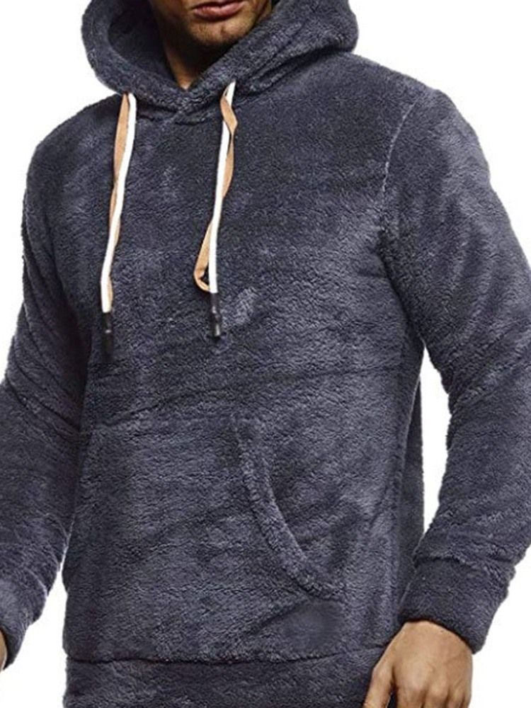 Pullover Plain Pocket Pullover Slim Hoodies