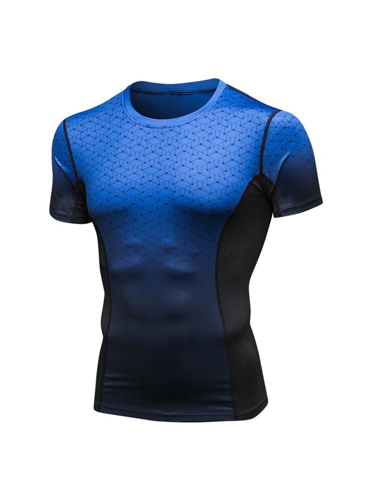 Färgblock Stretch Sports Quick Dry T-Shirt För Män