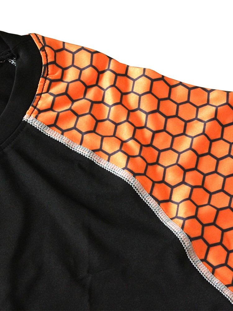 Herr Anti-Svett Bomullsblandningar Patchwork Långärmad Sportset